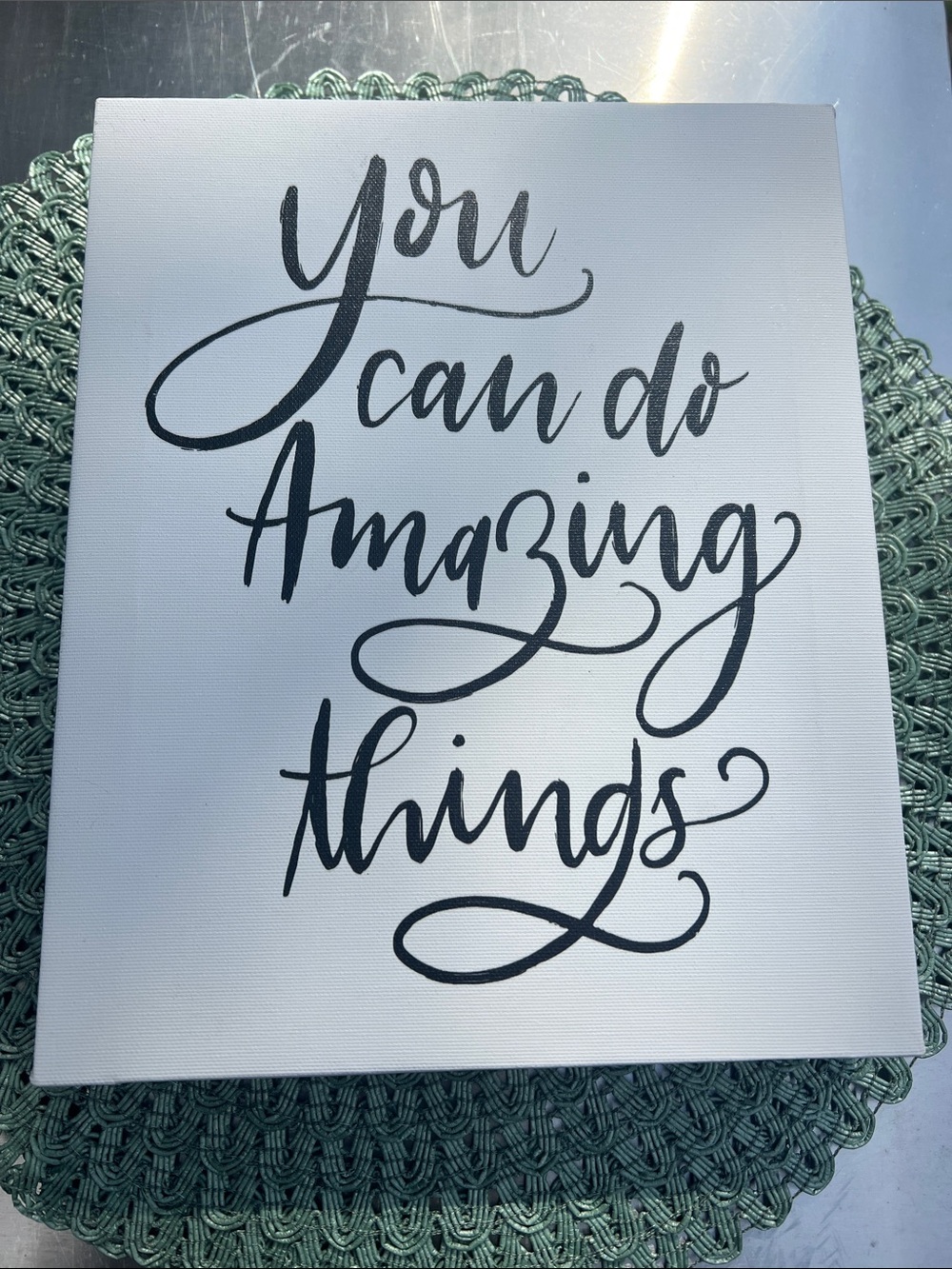 Inspirational Wall Art Canvas - White w/ Black Script. YOU CAN DO AMAZING THINGS